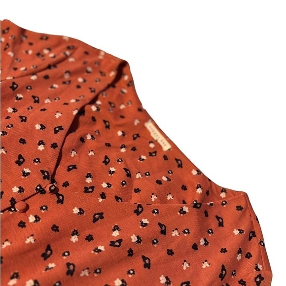 Copper Key Rich Coral Mauve 3/4 Sleeve Floral Button-Front Dress - Picture 5 of 7